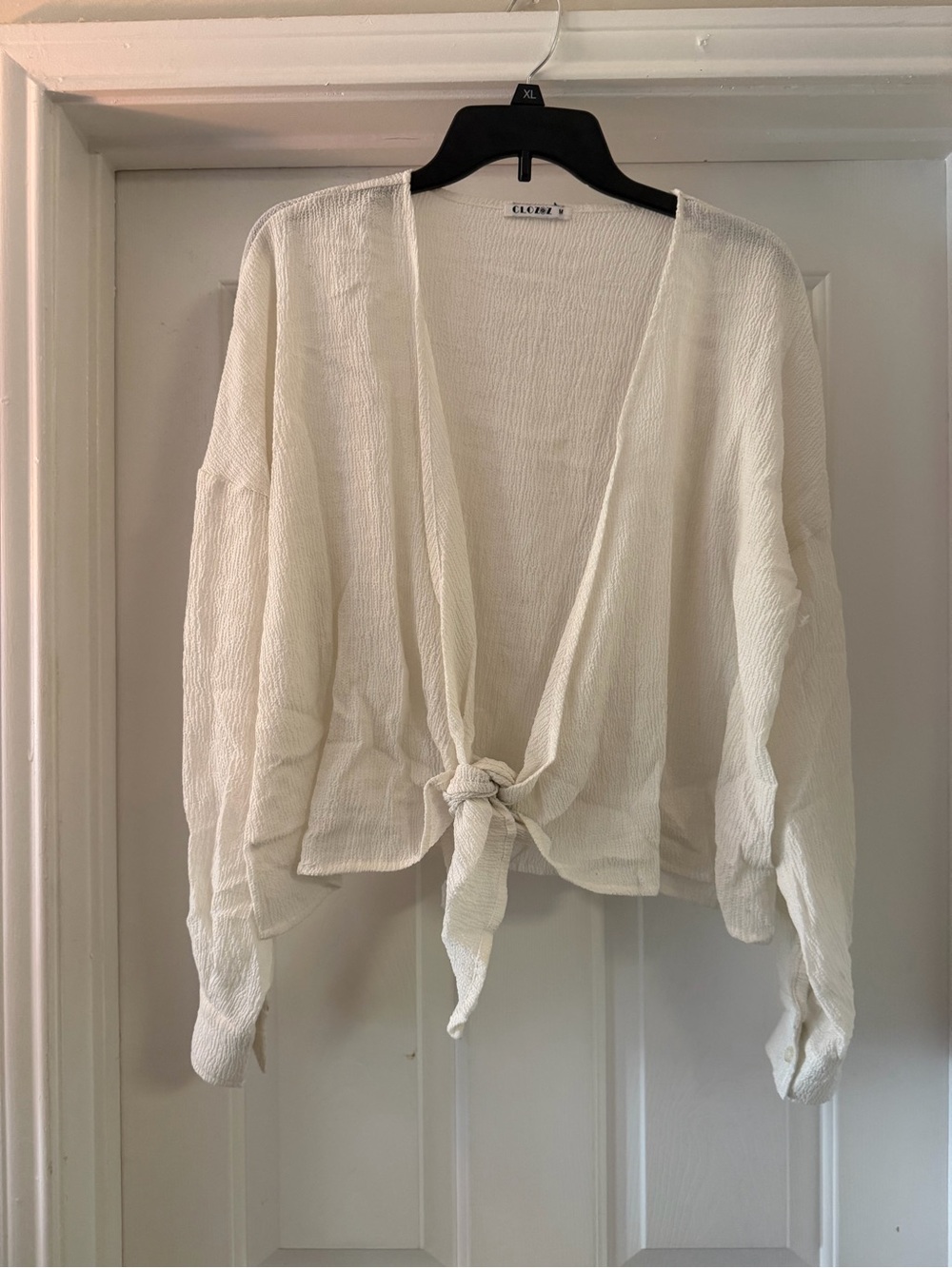 CLOZOZ White Tie-Front Swim Coverup